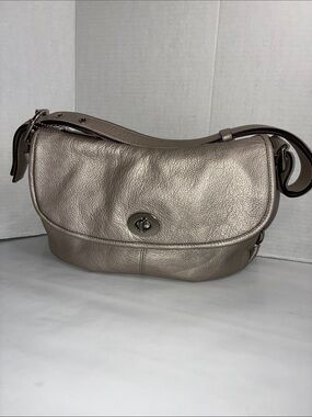 COACH Bag in Metallic Taupe Leather '2010 w/leather tag